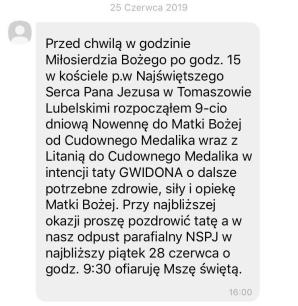 Cud Uzdrowienia za wstawiennictwem księdza Piotra Skóry usuniętego z parafi w Trzeszczanach. Po jego modlitwach w kościele w Tomaszowie Lubelskim ozdrowiał śmiertelnie chory mężczyzna w Województwie Lubuskim