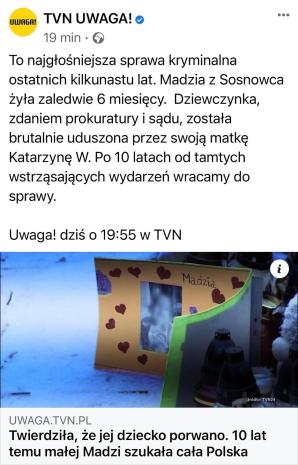 [VIDEO] Rutkowski dziś o 19:55 w TVN UWAGA. 10 lat po zabójstwie Madzi z Sosnowca w poniedziałek reportaż, a we wtorek o 14:00 konferencja prasowa w Katowicach