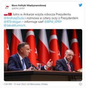 Prezydent Andrzej Duda spotka się dziś w Ankarze z Prezydentem Turcji Recepem Tayyıpem Erdoğanem