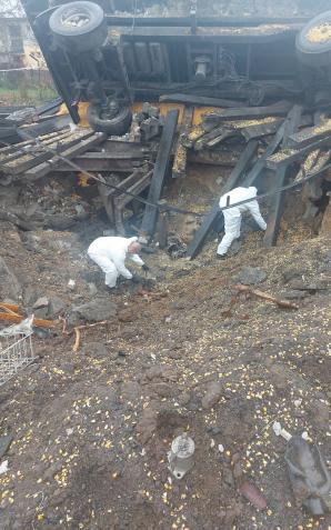 Krater po wybuchu rakiety w Przewodowie